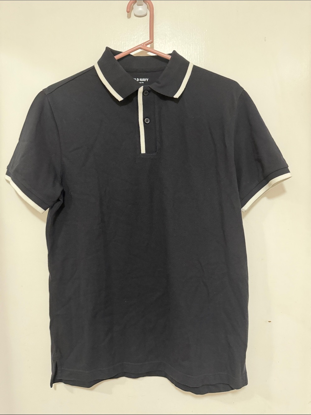 NWO Tags Old Navy Men's Black Polo with White Contrast Trim